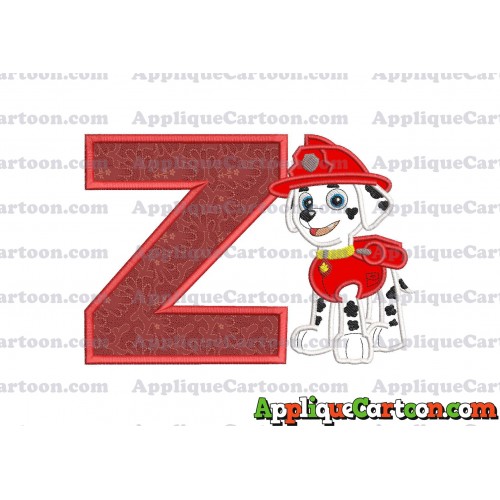 Marshall Paw Patrol Applique Embroidery Design With Alphabet Z