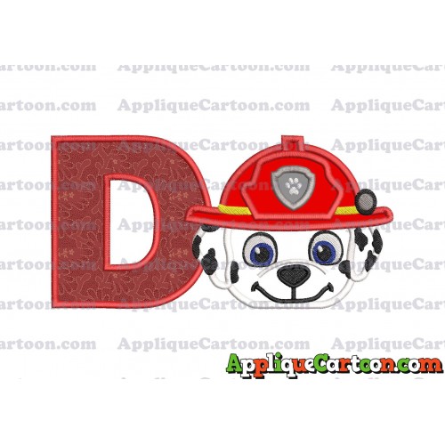 Marshall Paw Patrol Head 02 Applique Embroidery Design With Alphabet D