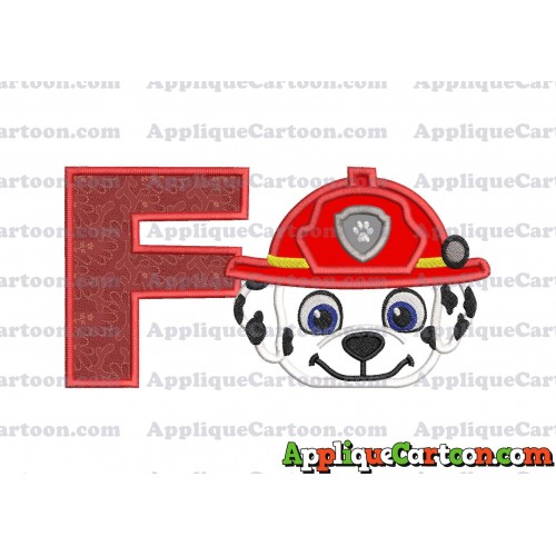 Marshall Paw Patrol Head 02 Applique Embroidery Design With Alphabet F