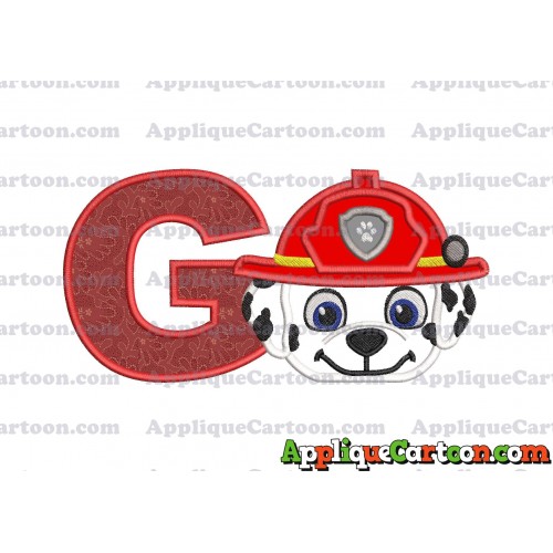 Marshall Paw Patrol Head 02 Applique Embroidery Design With Alphabet G