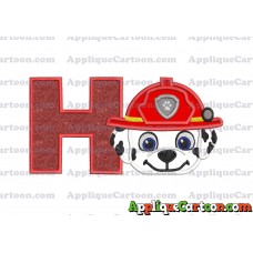 Marshall Paw Patrol Head 02 Applique Embroidery Design With Alphabet H