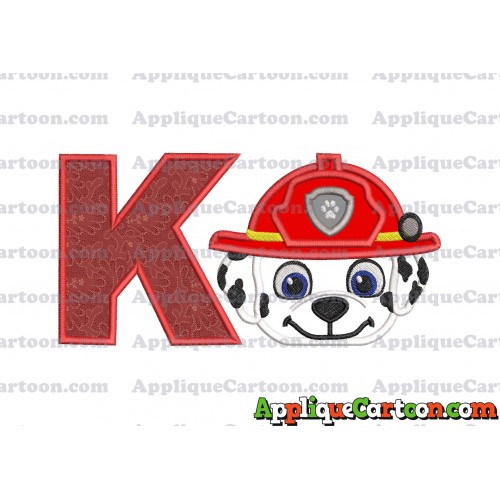Marshall Paw Patrol Head 02 Applique Embroidery Design With Alphabet K
