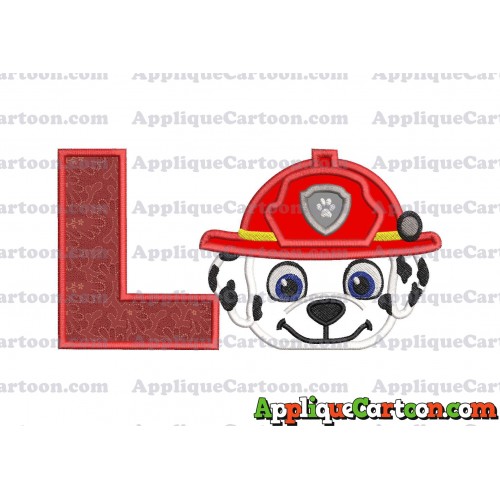 Marshall Paw Patrol Head 02 Applique Embroidery Design With Alphabet L