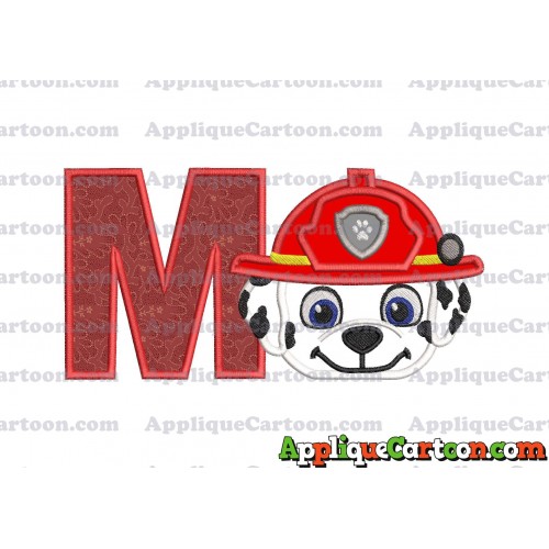 Marshall Paw Patrol Head 02 Applique Embroidery Design With Alphabet M