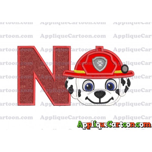 Marshall Paw Patrol Head 02 Applique Embroidery Design With Alphabet N