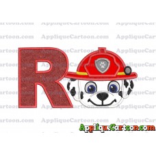 Marshall Paw Patrol Head 02 Applique Embroidery Design With Alphabet R