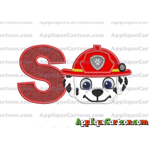 Marshall Paw Patrol Head 02 Applique Embroidery Design With Alphabet S