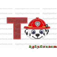 Marshall Paw Patrol Head 02 Applique Embroidery Design With Alphabet T