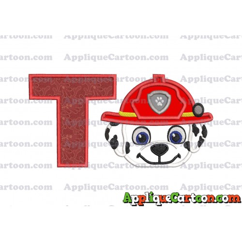Marshall Paw Patrol Head 02 Applique Embroidery Design With Alphabet T
