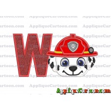 Marshall Paw Patrol Head 02 Applique Embroidery Design With Alphabet W