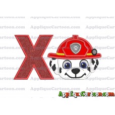 Marshall Paw Patrol Head 02 Applique Embroidery Design With Alphabet X