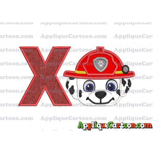 Marshall Paw Patrol Head 02 Applique Embroidery Design With Alphabet X