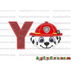 Marshall Paw Patrol Head 02 Applique Embroidery Design With Alphabet Y