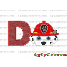 Marshall Paw Patrol Head Applique Embroidery Design 2 With Alphabet D