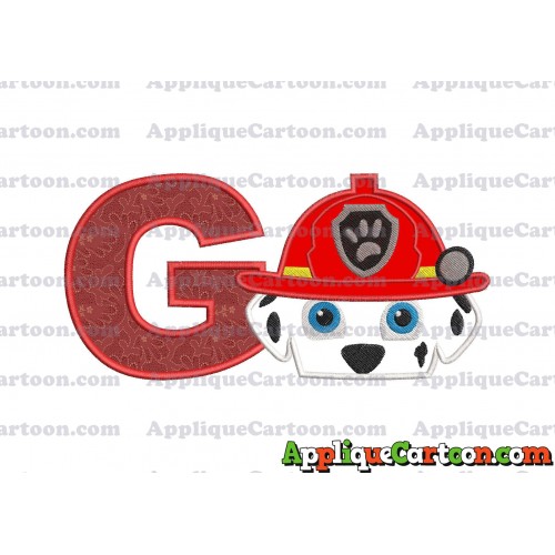 Marshall Paw Patrol Head Applique Embroidery Design 2 With Alphabet G