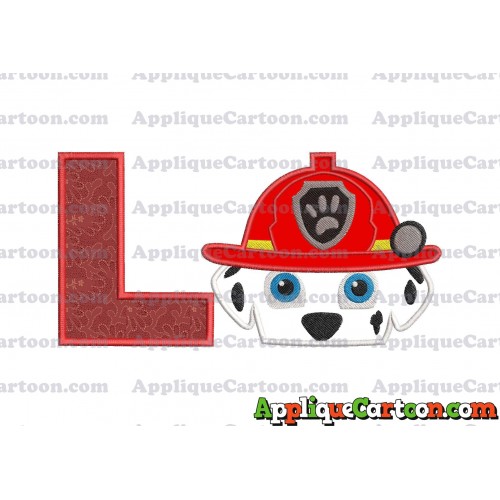 Marshall Paw Patrol Head Applique Embroidery Design 2 With Alphabet L