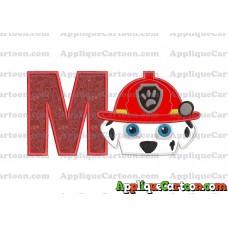 Marshall Paw Patrol Head Applique Embroidery Design 2 With Alphabet M
