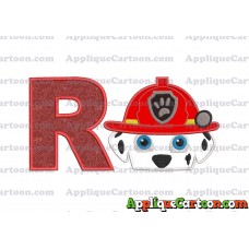 Marshall Paw Patrol Head Applique Embroidery Design 2 With Alphabet R