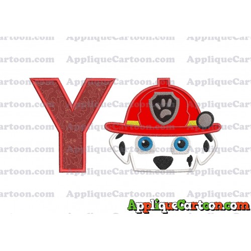 Marshall Paw Patrol Head Applique Embroidery Design 2 With Alphabet Y