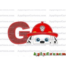 Marshall Paw Patrol Head Applique Embroidery Design With Alphabet G