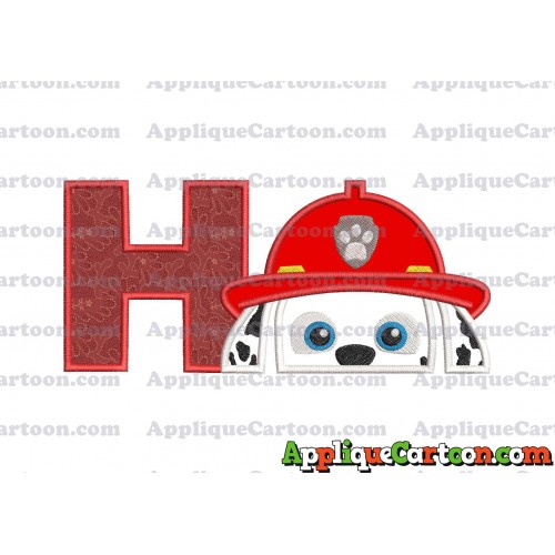 Marshall Paw Patrol Head Applique Embroidery Design With Alphabet H