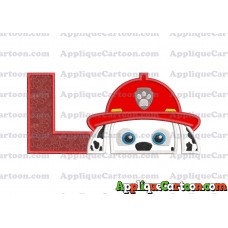 Marshall Paw Patrol Head Applique Embroidery Design With Alphabet L