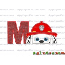 Marshall Paw Patrol Head Applique Embroidery Design With Alphabet M