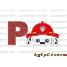 Marshall Paw Patrol Head Applique Embroidery Design With Alphabet P