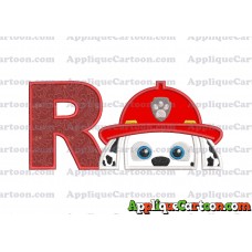 Marshall Paw Patrol Head Applique Embroidery Design With Alphabet R