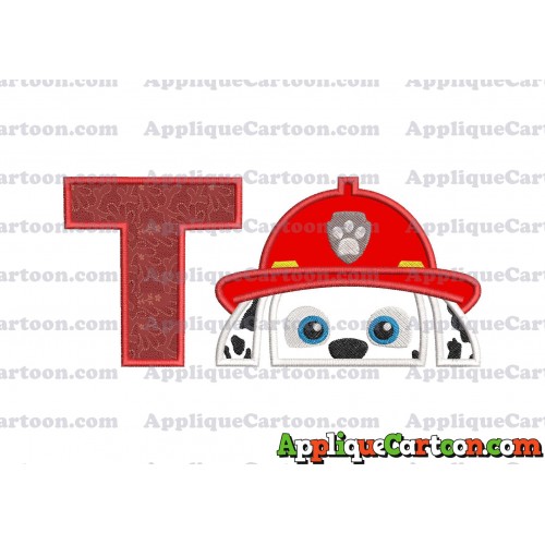 Marshall Paw Patrol Head Applique Embroidery Design With Alphabet T