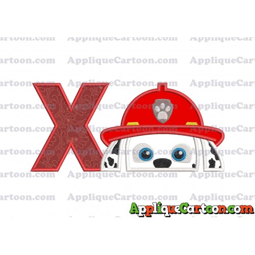 Marshall Paw Patrol Head Applique Embroidery Design With Alphabet X