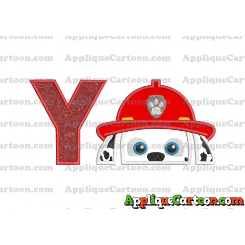Marshall Paw Patrol Head Applique Embroidery Design With Alphabet Y
