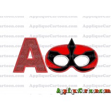 Mask Power Rangers Samurai Applique Embroidery Design With Alphabet A