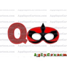 Mask Power Rangers Samurai Applique Embroidery Design With Alphabet Q