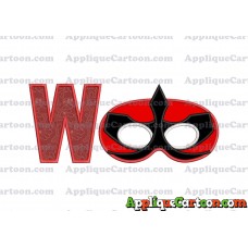 Mask Power Rangers Samurai Applique Embroidery Design With Alphabet W