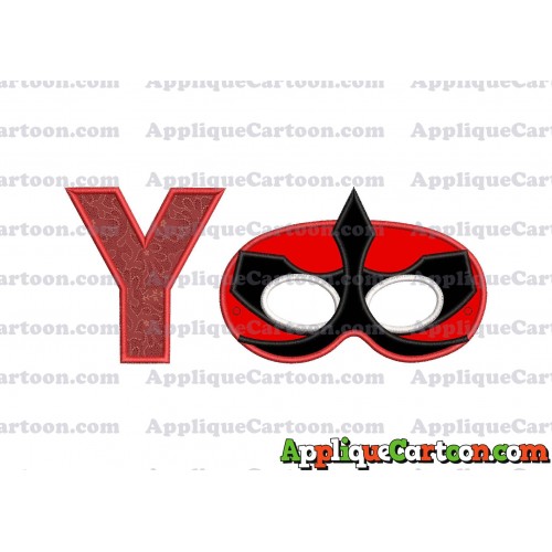 Mask Power Rangers Samurai Applique Embroidery Design With Alphabet Y
