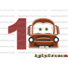 Mater Cars Applique Embroidery Design Birthday Number 1