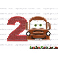 Mater Cars Applique Embroidery Design Birthday Number 2