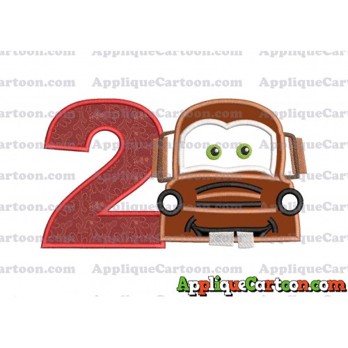 Mater Cars Applique Embroidery Design Birthday Number 2