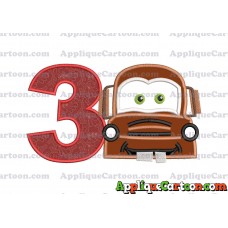 Mater Cars Applique Embroidery Design Birthday Number 3
