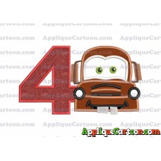 Mater Cars Applique Embroidery Design Birthday Number 4