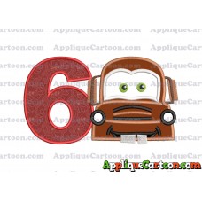 Mater Cars Applique Embroidery Design Birthday Number 6