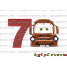 Mater Cars Applique Embroidery Design Birthday Number 7