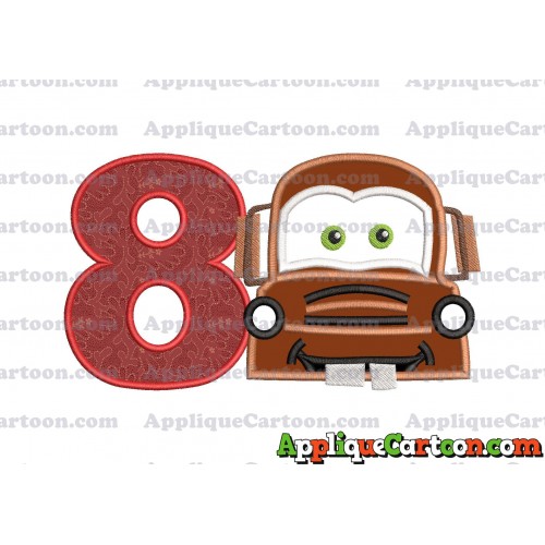 Mater Cars Applique Embroidery Design Birthday Number 8