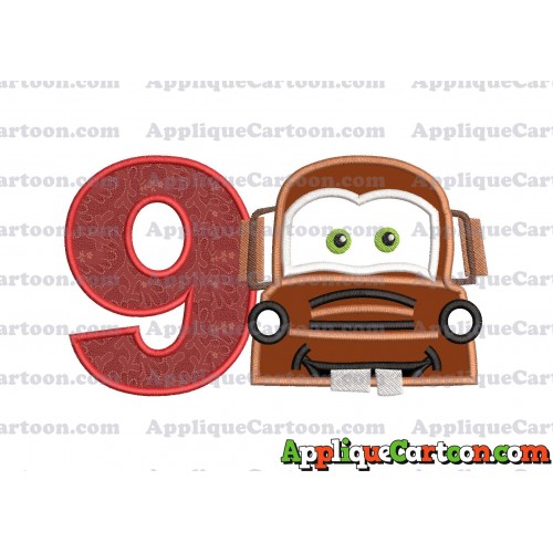 Mater Cars Applique Embroidery Design Birthday Number 9