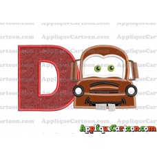 Mater Cars Applique Embroidery Design With Alphabet D