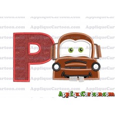 Mater Cars Applique Embroidery Design With Alphabet P