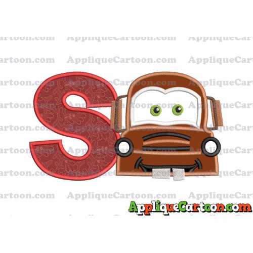 Mater Cars Applique Embroidery Design With Alphabet S