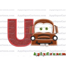 Mater Cars Applique Embroidery Design With Alphabet U