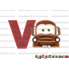 Mater Cars Applique Embroidery Design With Alphabet V